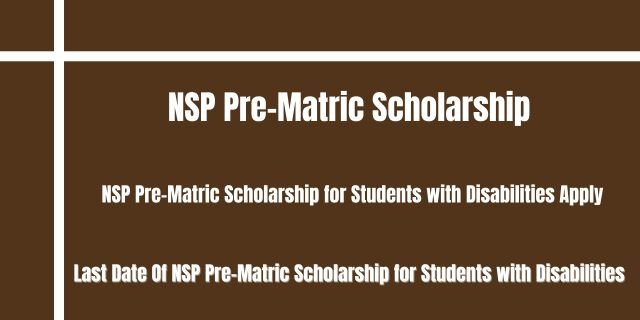 NSP Pre-Matric Scholarship for Students with Disabilities